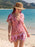 Printed V-Neck Short Sleeve Romper - Byyde