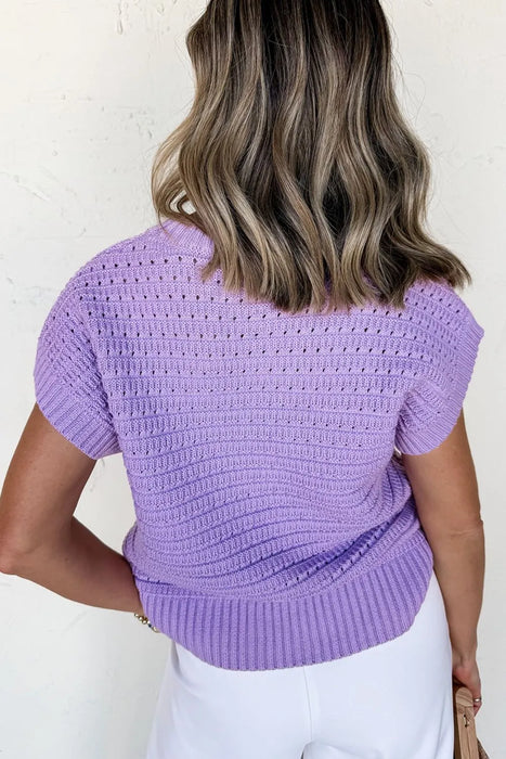 Short Sleeve Knit Sweater Top - Byyde