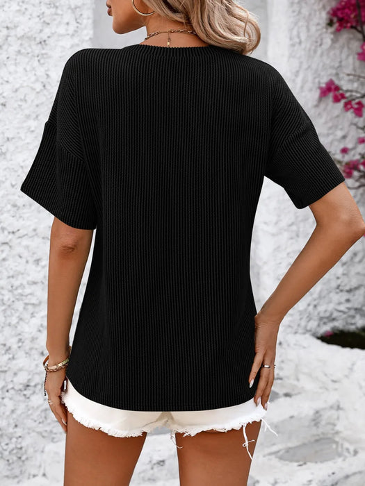 Mandy V-Neck Dropped Shoulder T-Shirt - Byyde