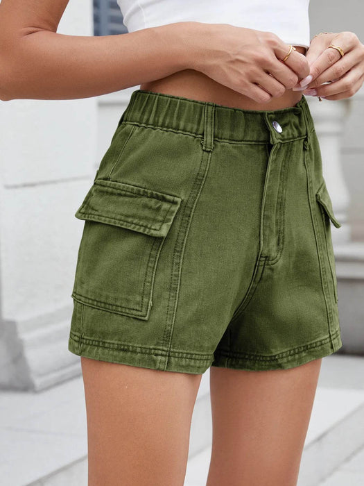 High Waist Cargo Denim Shorts - Byyde