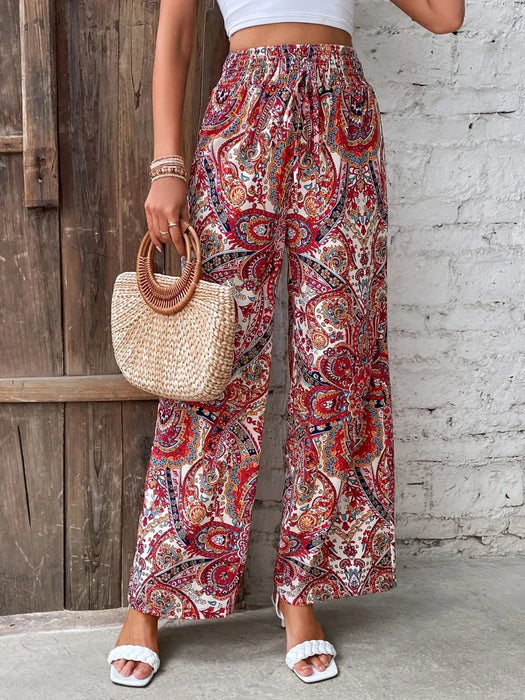 Printed Wide Leg Pants - Byyde