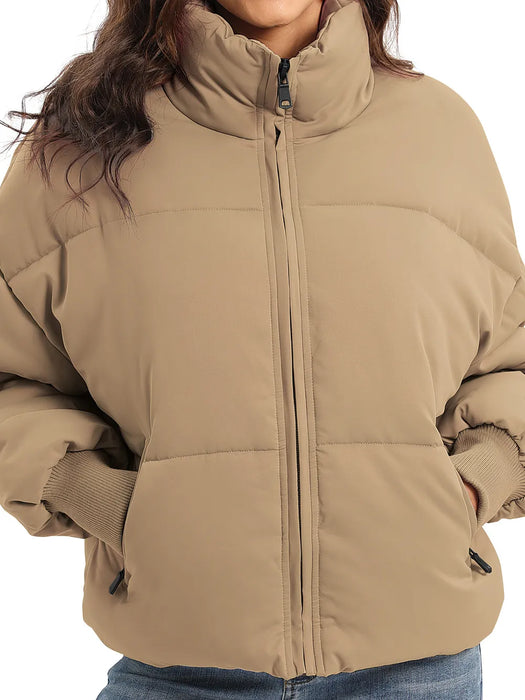 Zip Up Turtleneck Long Sleeve Puffer Jacket - Byyde