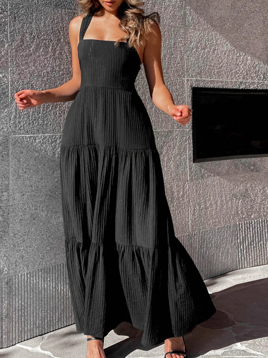 Square Neck Tiered Maxi Dress - Byyde
