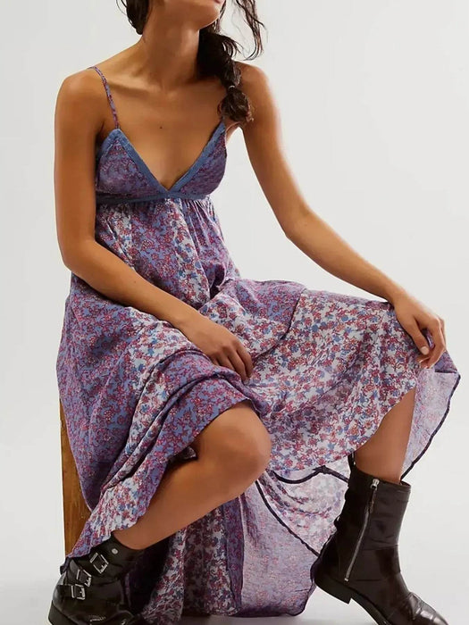 Floral V-Neck Maxi Cami Dress - Byyde