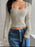 Ribbed Long Sleeve Square Neck Cropped T-Shirt - Byyde