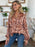 Double Take Full Size Printed Ruffle Trim Balloon Sleeve Shirt - Byyde