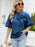 Denim Bow Tie Puff Sleeve Top - Byyde