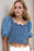 Puff Sleeve Smocked Cropped Denim Top - Byyde