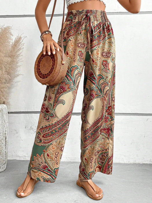Printed Wide Leg Pants - Byyde