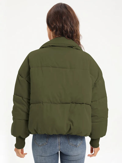 Zip Up Turtleneck Long Sleeve Puffer Jacket - Byyde