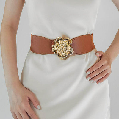 Flower Alloy Buckle Elastic Belt - Byyde
