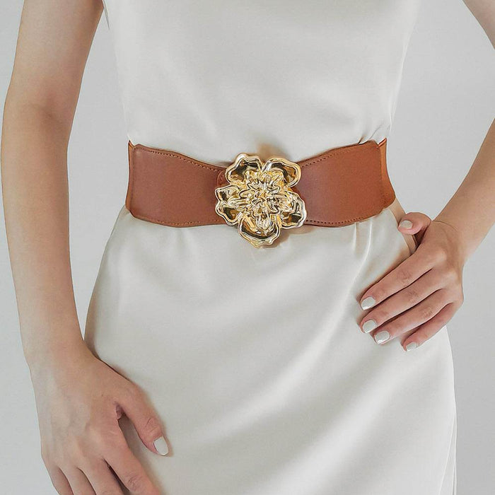 Flower Alloy Buckle Elastic Belt - Byyde