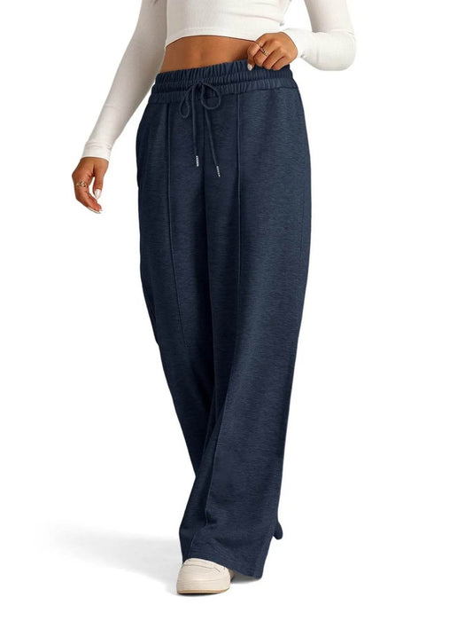 Full Size Drawstring Relaxed Fit Wide Leg Pants Plus Size - Byyde