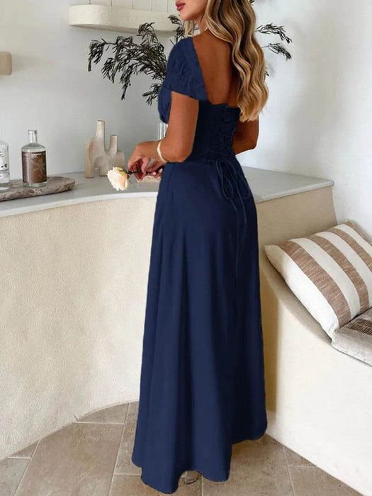 Devine Sweetheart Neck Short Sleeve Maxi Dress - Byyde