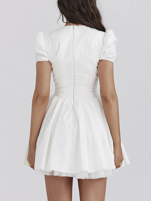 V-Neck Short Sleeve Mini Dress - Byyde