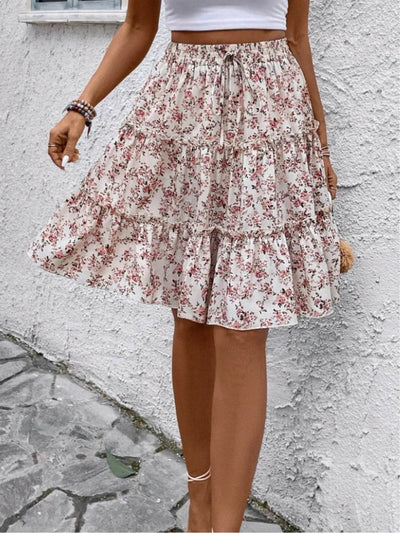 Floral Print Midi Skirt - Byyde