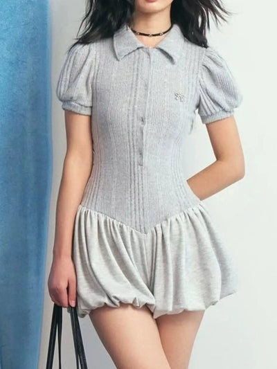 Short Sleeve Bubble Hem Mini Dress - Byyde