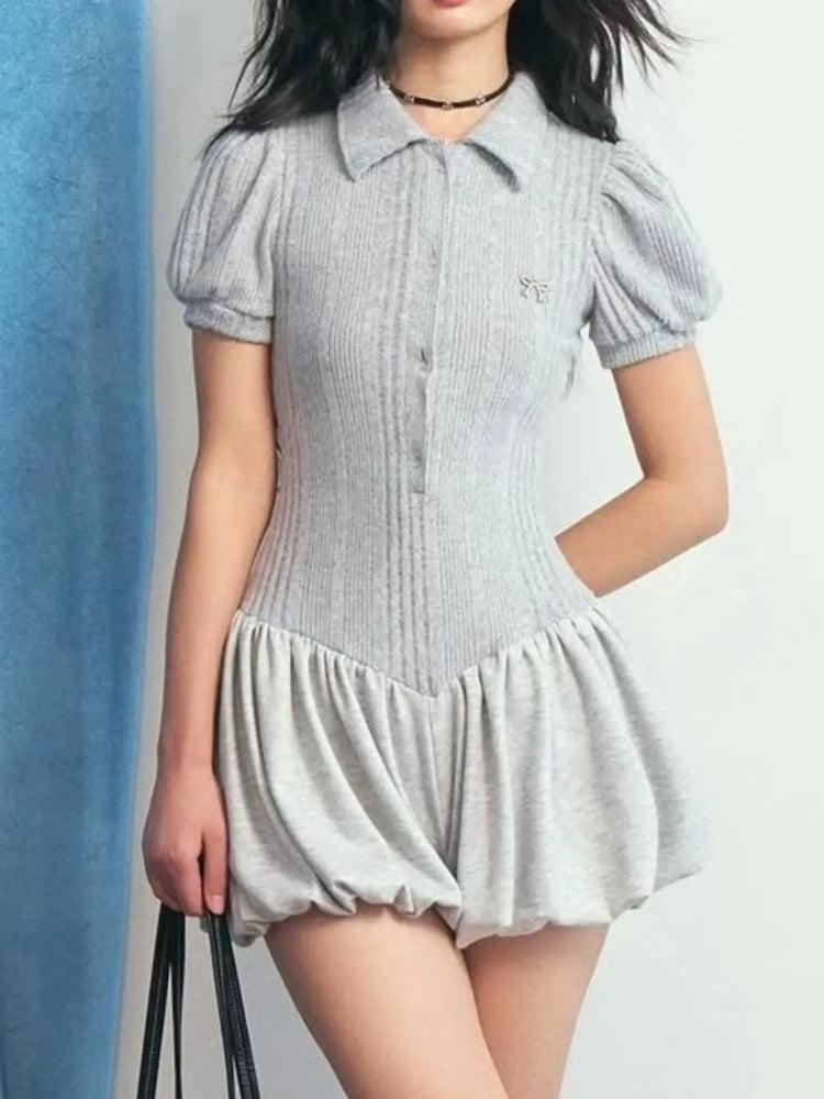 Short Sleeve Bubble Hem Mini Dress - Byyde