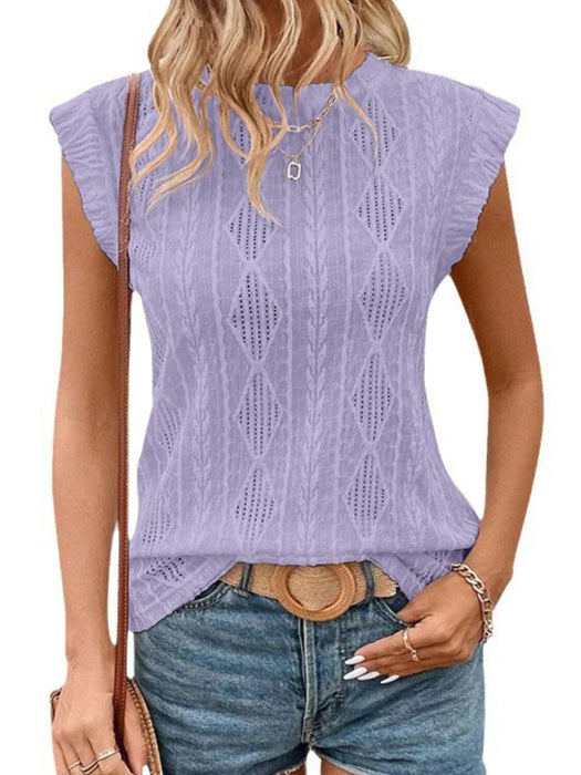 Openwork Round Neck Top - Byyde