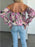 Printed Off-Shoulder Flounce Sleeve Blouse - Byyde