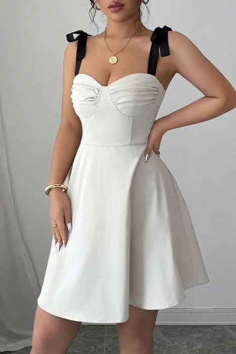 Sweetheart Neck Tie Shoulder Dress - Byyde
