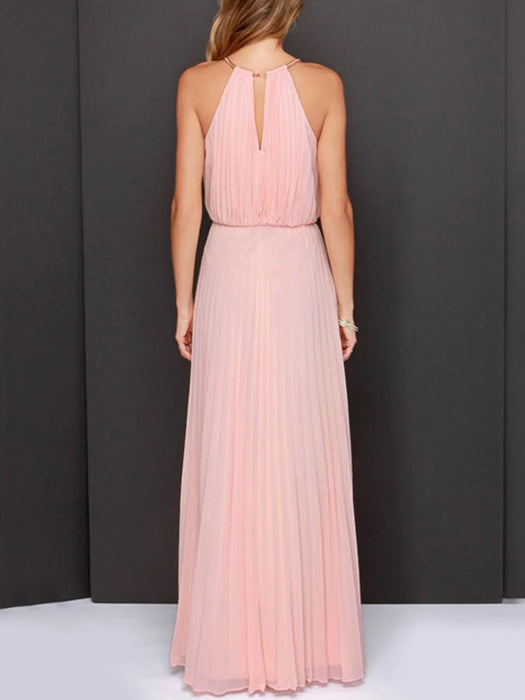 Pleated Sleeveless Maxi Tank Dress - Byyde