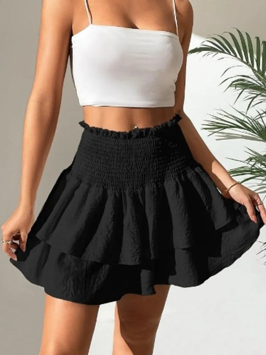 Smocked Layered Mini Skirt - Byyde