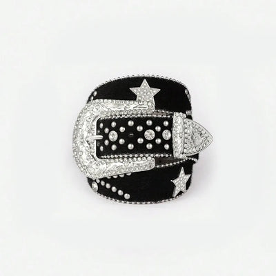 PU Leather Inlaid Rhinestone Belt - Byyde