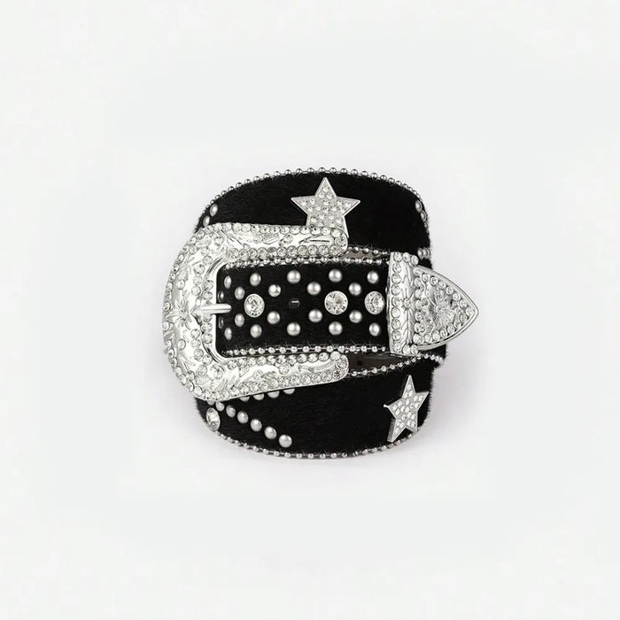 PU Leather Inlaid Rhinestone Belt - Byyde