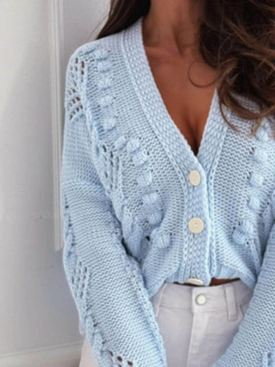 Button Up V-Neck Cardigan - Byyde