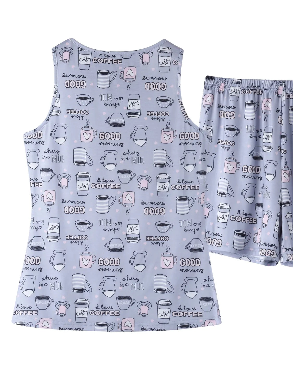 Printed Round Neck Top and Shorts Lounge Set - Byyde