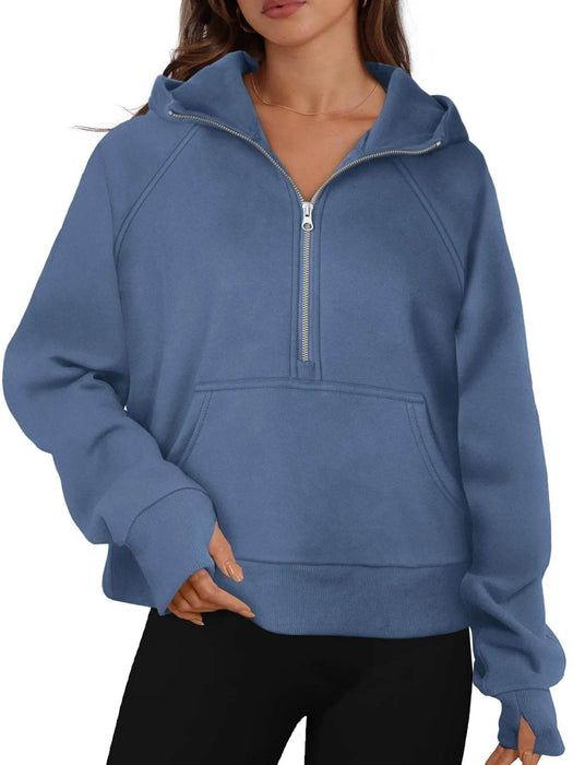 Half-Zip Hoodie with Kangaroo Pocket - Byyde