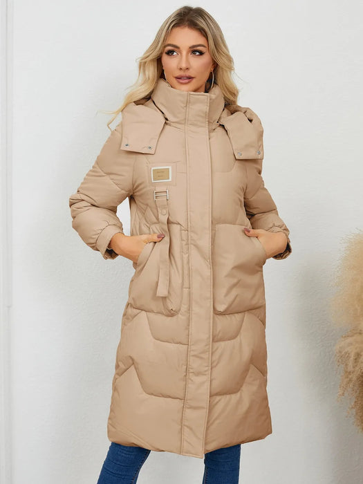 Long Sleeve Longline Hooded Winter Coat - Byyde