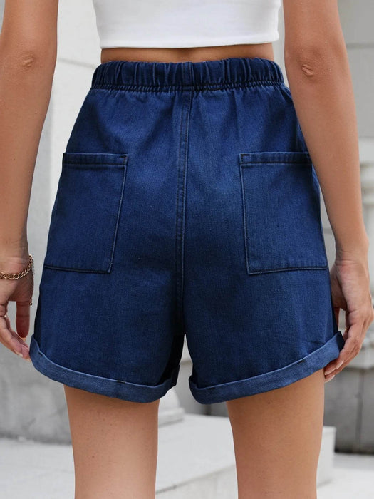 Drawstring Wash Denim Shorts - Byyde