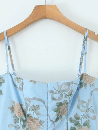 Floral Print Square Neck Cami Maxi Dress - Byyde