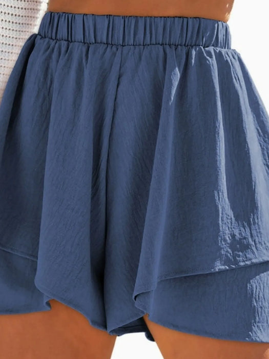 High-Waisted Elastic Waistband Layered Shorts - Byyde
