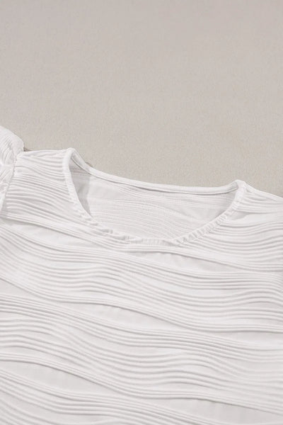 Ruffled Round Neck Textured Top - Byyde
