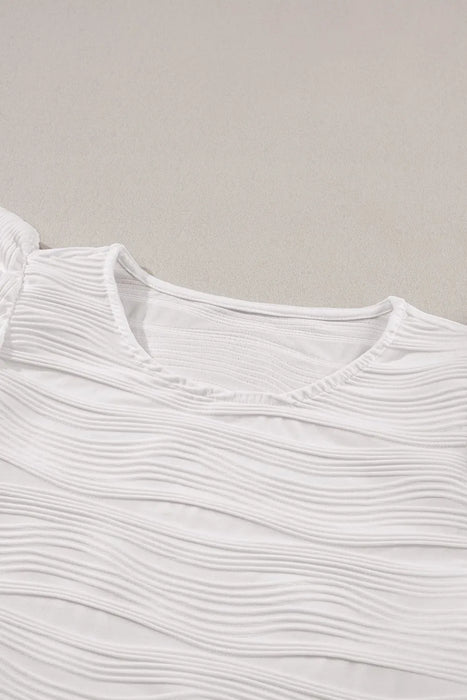Ruffled Round Neck Textured Top - Byyde