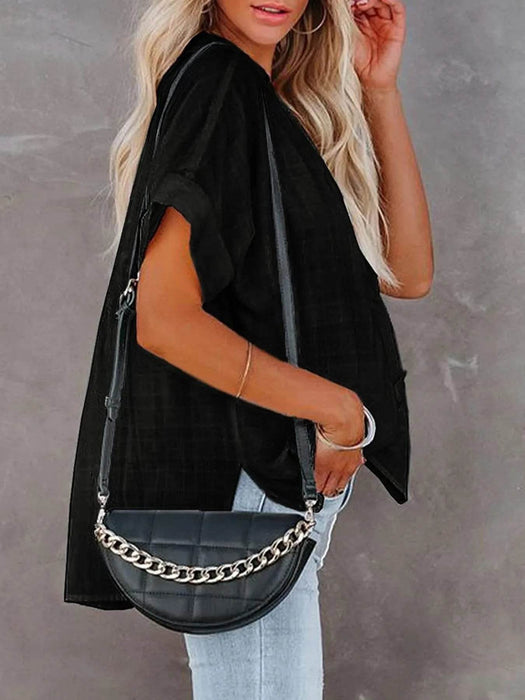 Full Size Oversized Notched Casual Shirt Plus Size - Byyde