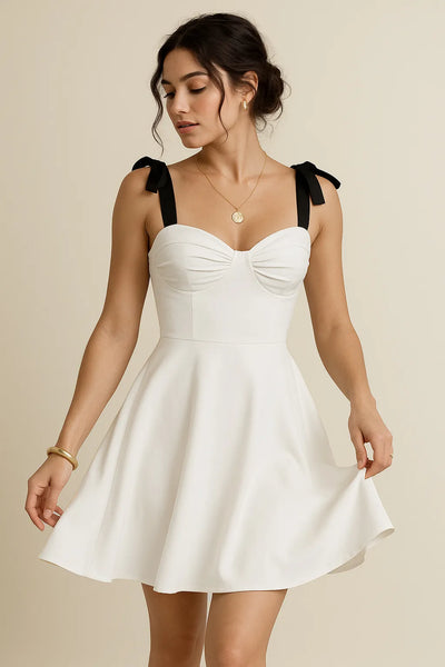Sweetheart Neck Tie Shoulder Dress - Byyde