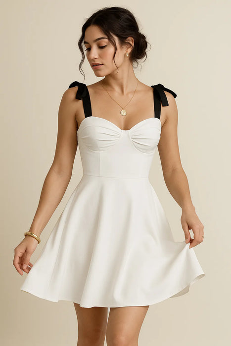 Sweetheart Neck Tie Shoulder Dress - Byyde