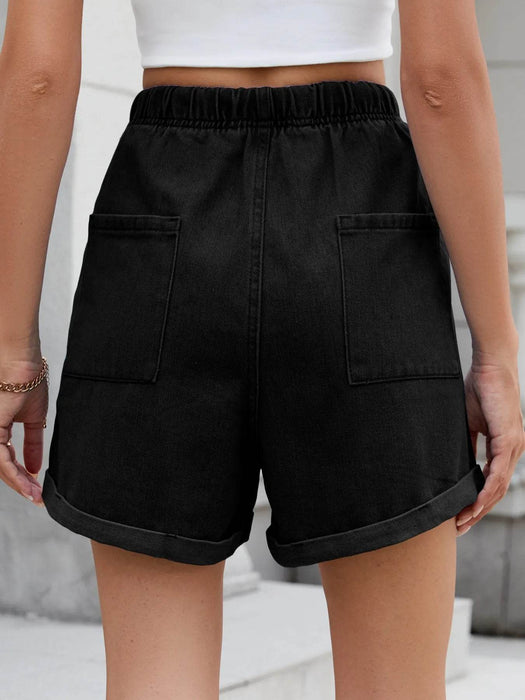 Drawstring Wash Denim Shorts - Byyde