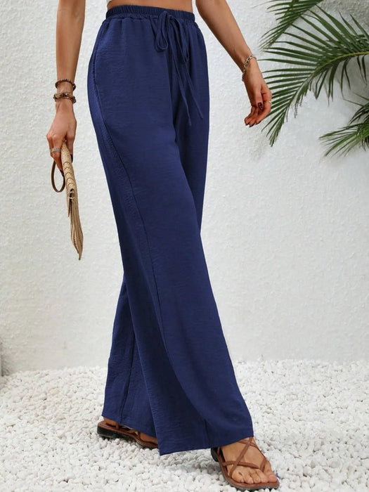 Wide Leg Drawstring Pants - Byyde