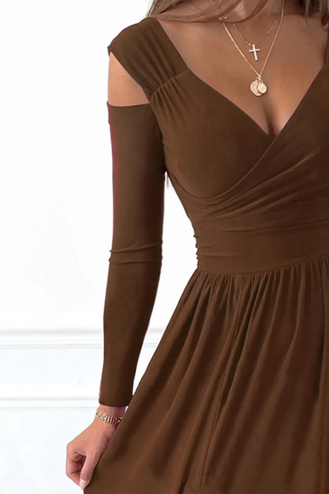 Slit Surplice Long Sleeve Maxi Dress - Byyde