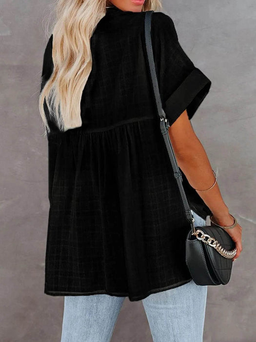 Full Size Oversized Notched Casual Shirt Plus Size - Byyde
