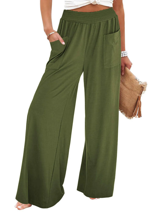 High-Waisted Wide Leg Pants with Pockets - Byyde