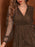 Sparkling Surplice Balloon Sleeve Mini Dress - Byyde