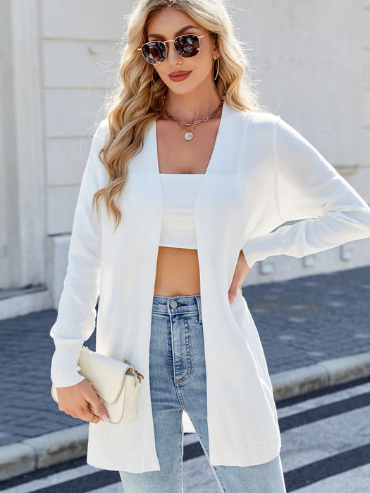 Striped Open Front Cardigan with Relaxed Fit - Byyde