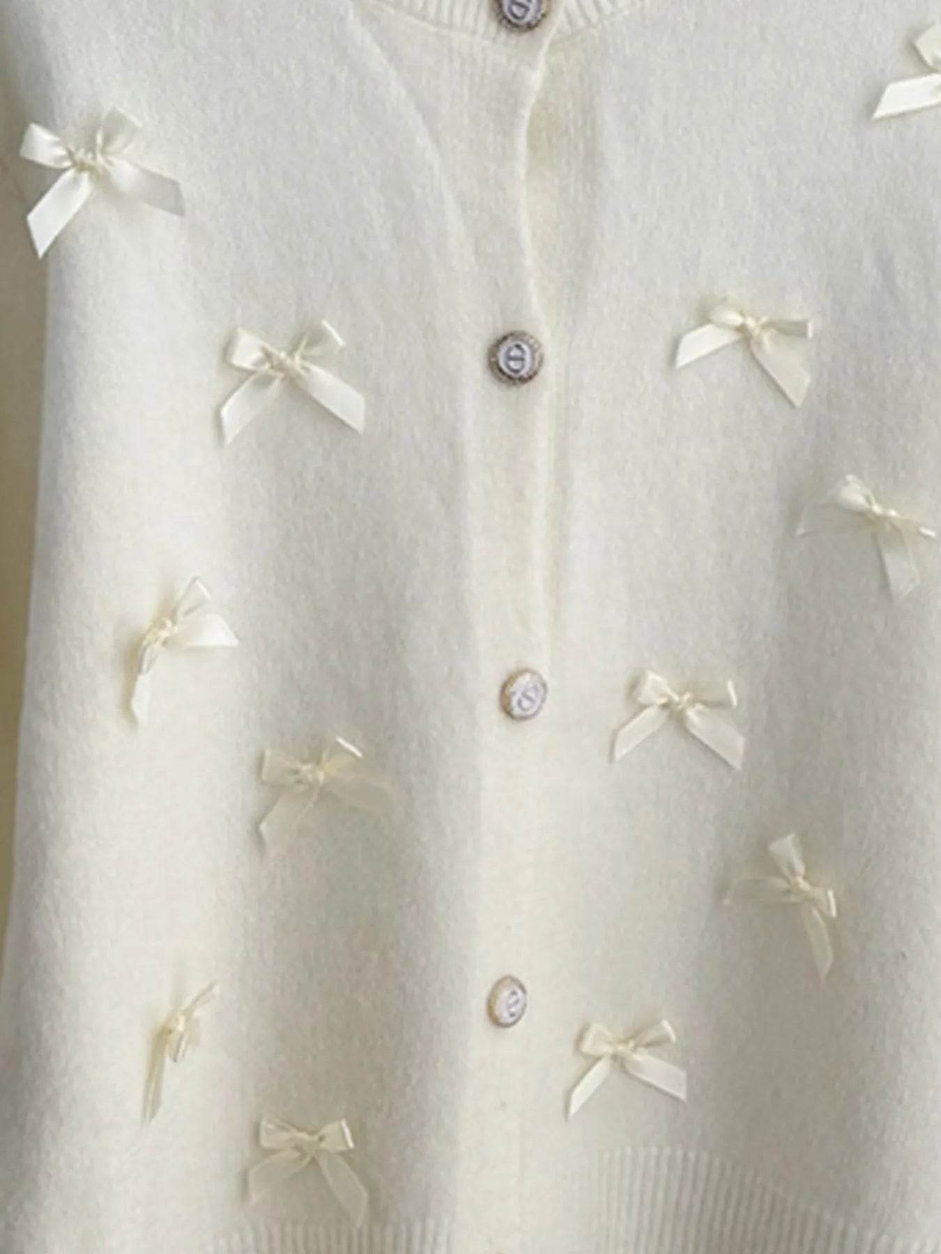 Bow Button Up Long Sleeve Cardigan - Byyde