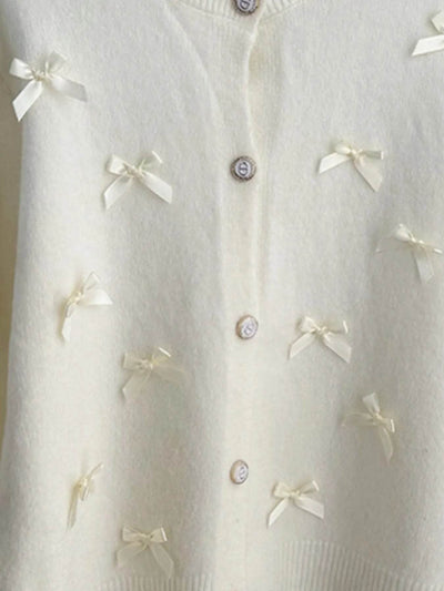 Bow Button Up Long Sleeve Cardigan - Byyde